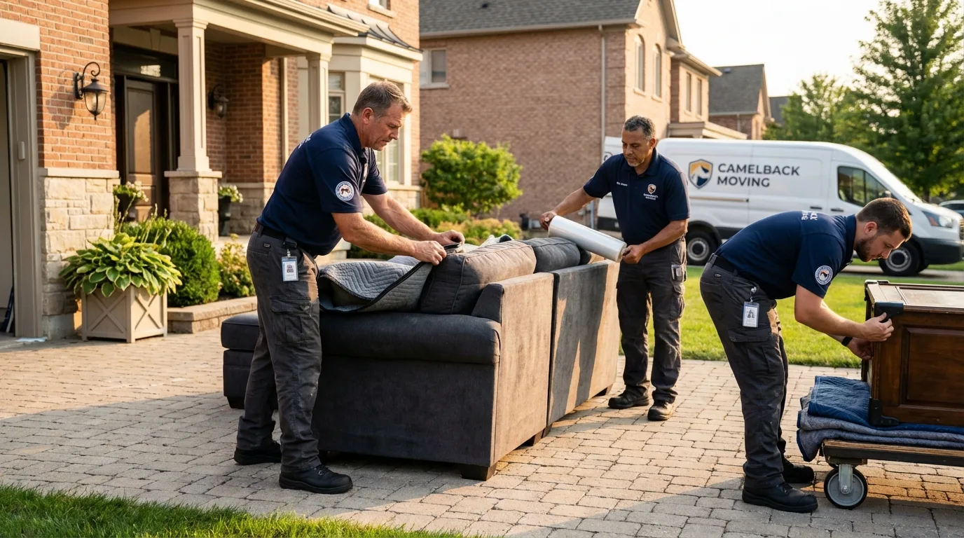 Large estate moving crew wrapping furniture in Roma, TX